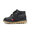 Junior Unisex Kick Hi Zip in pelle nero/bianco Junior Unisex Kick Hi Zip in pelle nero/bianco