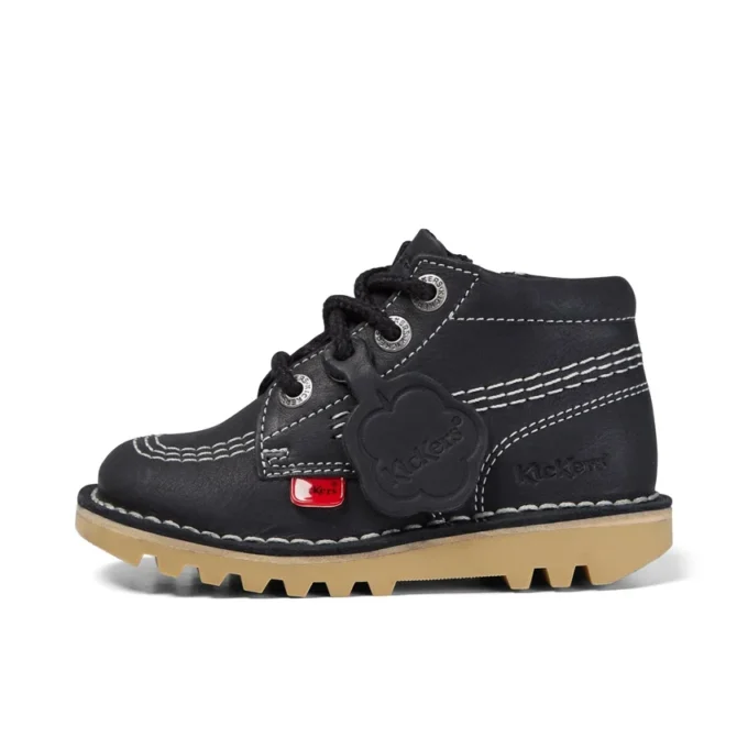 Junior Unisex Kick Hi Zip in pelle nero/bianco Junior Unisex Kick Hi Zip in pelle nero/bianco