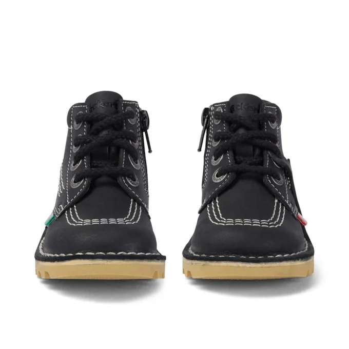 Junior Unisex Kick Hi Zip in pelle nero/bianco Junior Unisex Kick Hi Zip in pelle nero/bianco