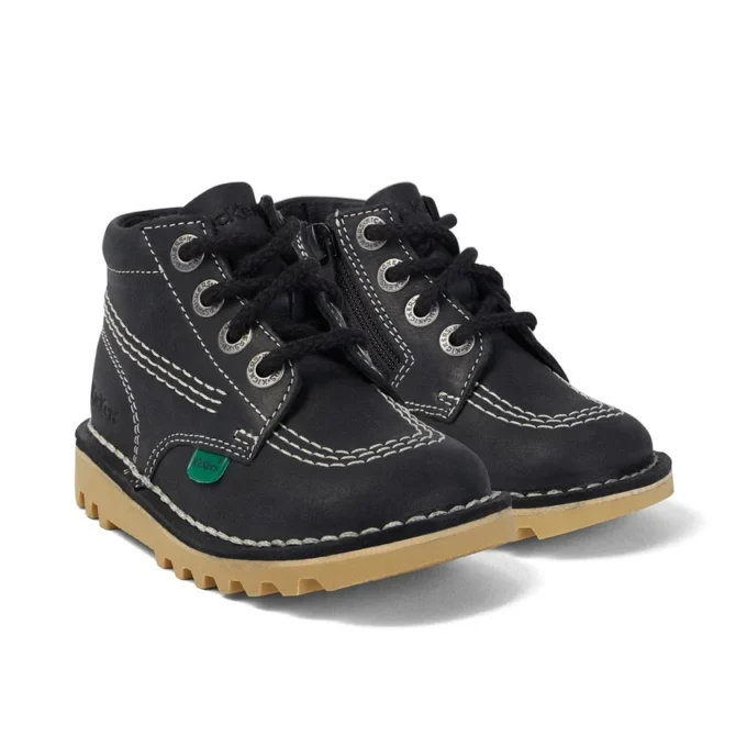 Junior Unisex Kick Hi Zip in pelle nero/bianco Junior Unisex Kick Hi Zip in pelle nero/bianco
