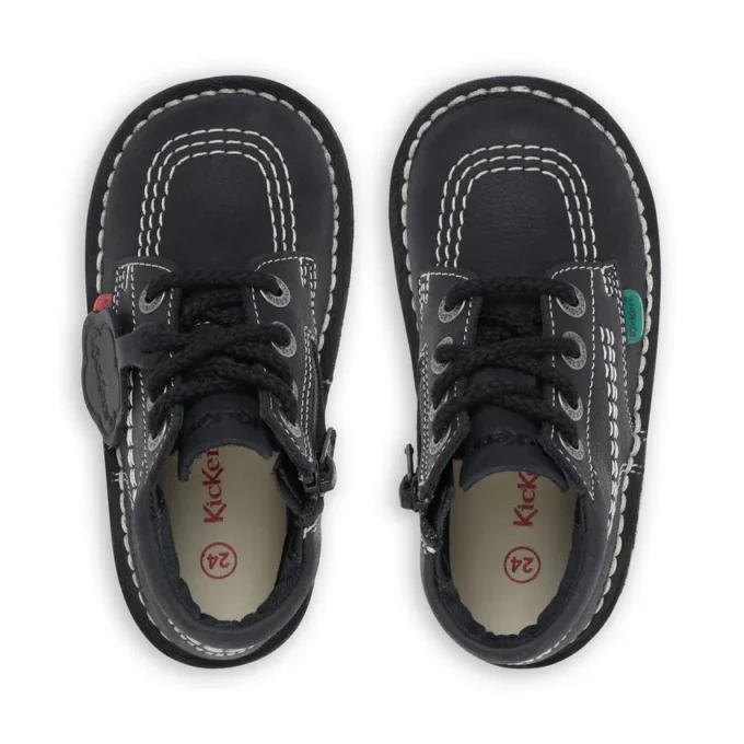 Junior Unisex Kick Hi Zip in pelle nero/bianco Junior Unisex Kick Hi Zip in pelle nero/bianco