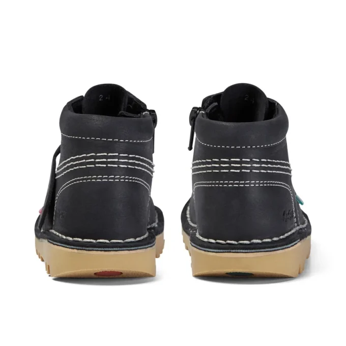 Junior Unisex Kick Hi Zip in pelle nero/bianco Junior Unisex Kick Hi Zip in pelle nero/bianco