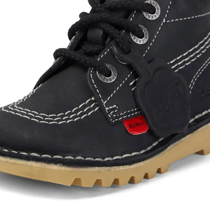 Junior Unisex Kick Hi Zip in pelle nero/bianco Junior Unisex Kick Hi Zip in pelle nero/bianco