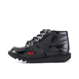 Junior Unisex Kick Hi Zip in pelle verniciata nera