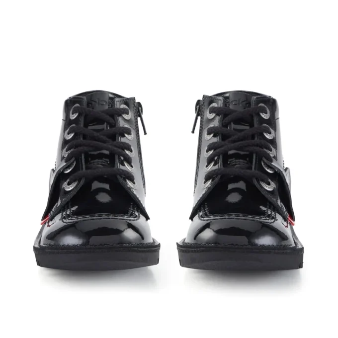 Junior Unisex Kick Hi Zip in pelle verniciata nera Junior Unisex Kick Hi Zip in pelle verniciata nera