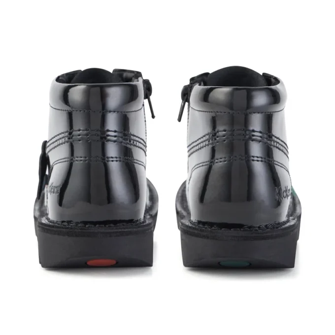 Junior Unisex Kick Hi Zip in pelle verniciata nera Junior Unisex Kick Hi Zip in pelle verniciata nera