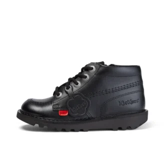 Junior Unisex Kick Hi Zip in similpelle nera