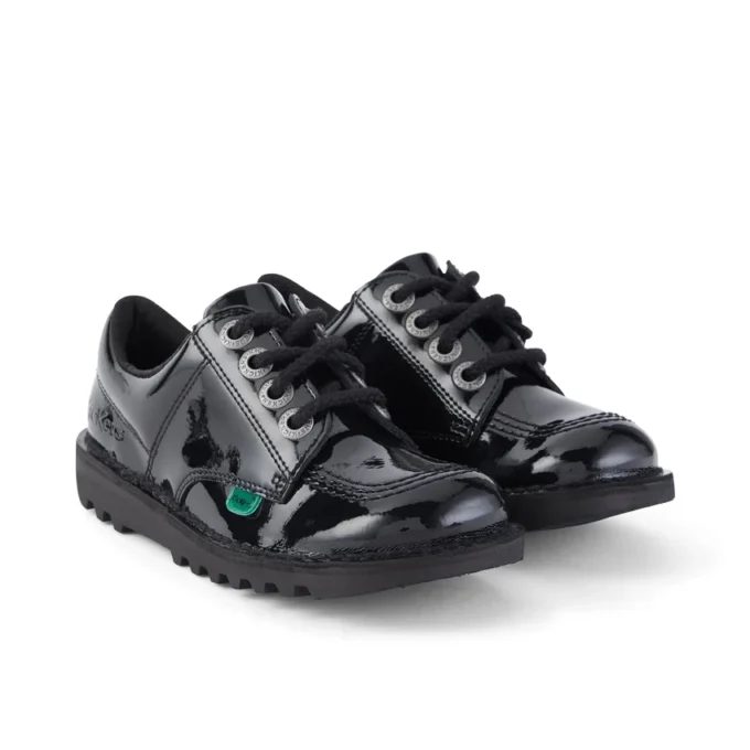 Junior Unisex Kick Lo in pelle verniciata nera Junior Unisex Kick Lo in pelle verniciata nera