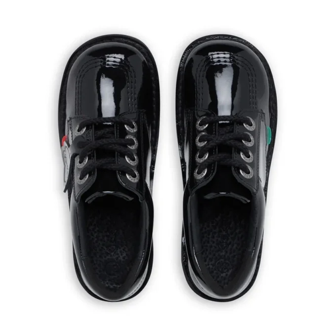 Junior Unisex Kick Lo in pelle verniciata nera Junior Unisex Kick Lo in pelle verniciata nera