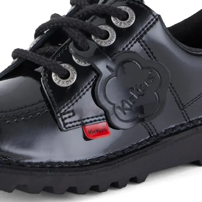 Junior Unisex Kick Lo in pelle verniciata nera Junior Unisex Kick Lo in pelle verniciata nera