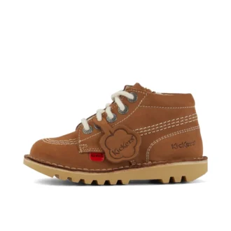 Kick Hi Hi Zip in nabuk per bambini, unisex, color cuoio