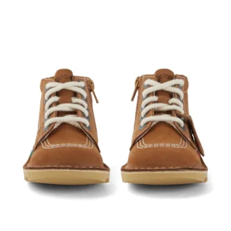 Kick Hi Hi Zip in nabuk per bambini, unisex, color cuoio