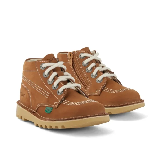 Kick Hi Hi Zip in nabuk per bambini, unisex, color cuoio Kick Hi Hi Zip in nabuk per bambini, unisex, color cuoio