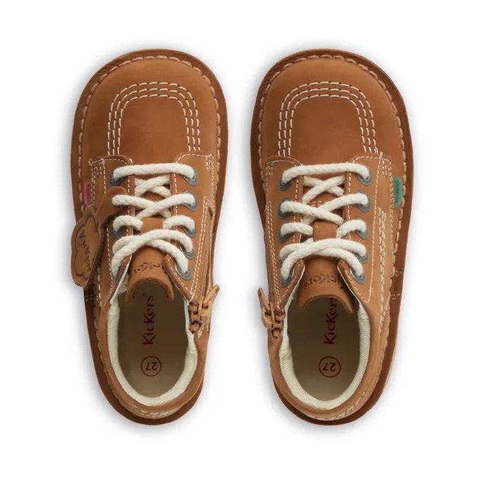 Kick Hi Hi Zip in nabuk per bambini, unisex, color cuoio Kick Hi Hi Zip in nabuk per bambini, unisex, color cuoio