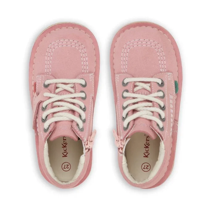 Kick Hi Hi Zip in nabuk rosa chiaro unisex per neonati Kick Hi Hi Zip in nabuk rosa chiaro unisex per neonati