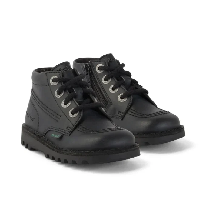 Kick Hi Hi Zip in pelle alternativa, unisex per neonati, nero Kick Hi Hi Zip in pelle alternativa, unisex per neonati, nero