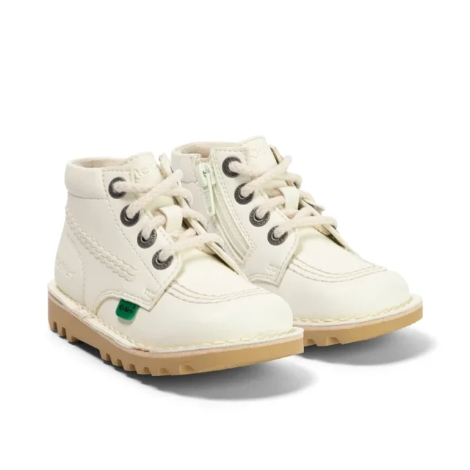Kick Hi Hi Zip in similpelle per neonati unisex, bianco Kick Hi Hi Zip in similpelle per neonati unisex, bianco