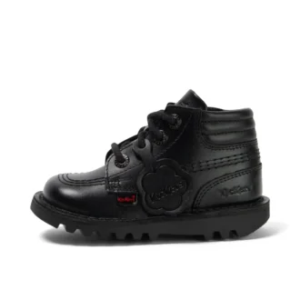 Kick Hi imbottite in pelle nera per bambini