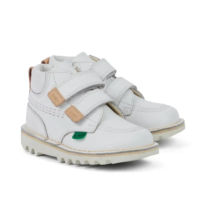 Kick Hi Roll in pelle bianca unisex per neonati Kick Hi Roll in pelle bianca unisex per neonati