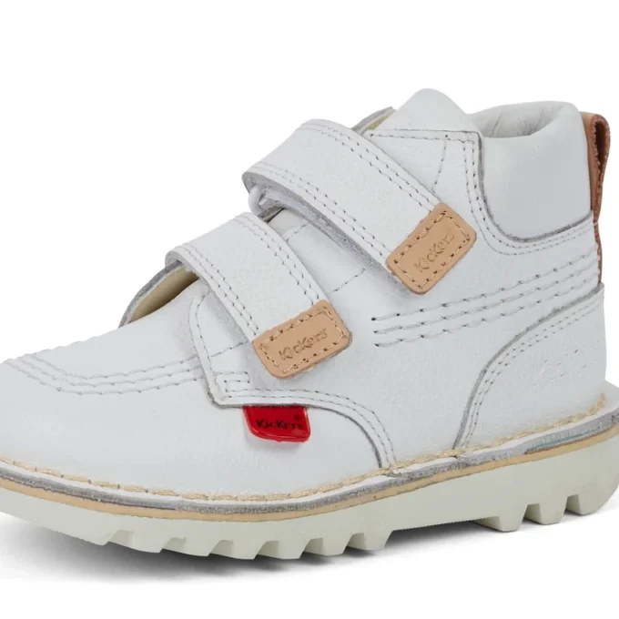 Kick Hi Roll in pelle bianca unisex per neonati Kick Hi Roll in pelle bianca unisex per neonati