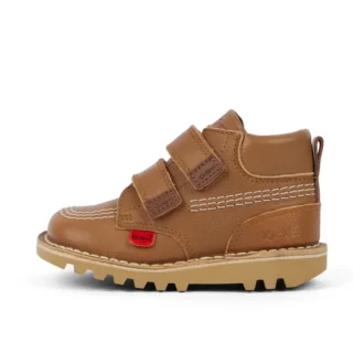 Kick Hi Roll in pelle marrone chiaro, unisex per neonati