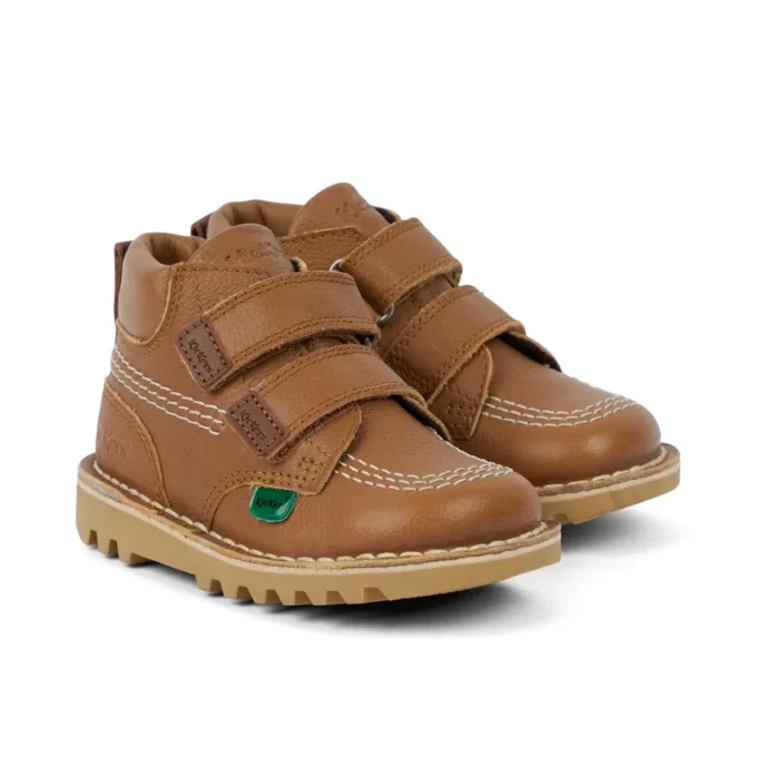 Kick Hi Roll in pelle marrone chiaro, unisex per neonati Kick Hi Roll in pelle marrone chiaro, unisex per neonati