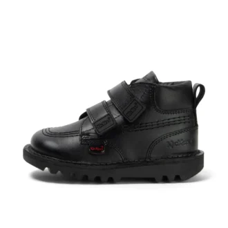Kick Hi Roll in pelle nera per bambini