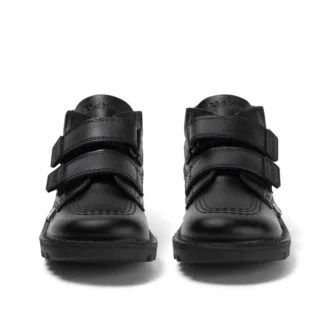 Kick Hi Roll in pelle nera per bambini