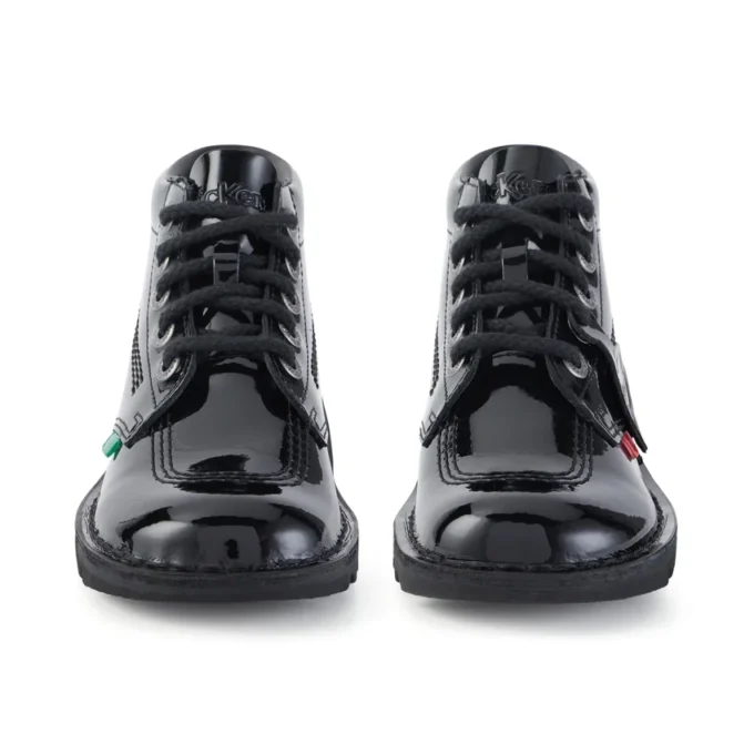 Kick Hi Unisex Giovani in pelle verniciata nera