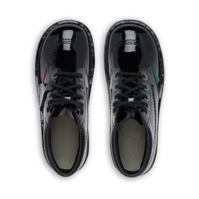 Kick Hi Unisex Giovani in pelle verniciata nera