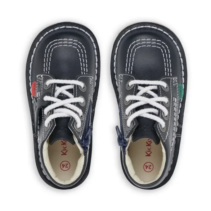 Kick Hi Zip in pelle blu navy unisex per neonati Kick Hi Zip in pelle blu navy unisex per neonati