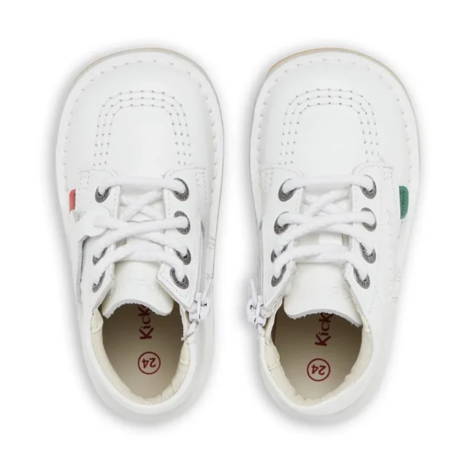 Kick Hi Zip in pelle per neonati unisex, bianco Kick Hi Zip in pelle per neonati unisex, bianco