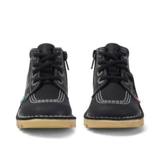 Kick Hi Zip in pelle per neonati unisex Nero/Bianco
