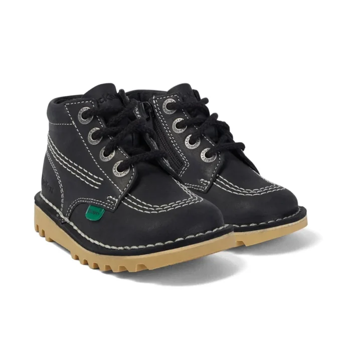 Kick Hi Zip in pelle per neonati unisex Nero/Bianco Kick Hi Zip in pelle per neonati unisex Nero/Bianco