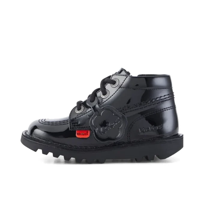Kick Hi Zip in pelle verniciata nera unisex per neonati Kick Hi Zip in pelle verniciata nera unisex per neonati