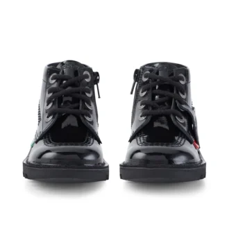 Kick Hi Zip in pelle verniciata nera unisex per neonati