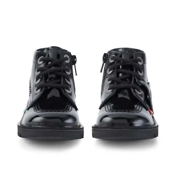Kick Hi Zip in pelle verniciata nera unisex per neonati Kick Hi Zip in pelle verniciata nera unisex per neonati