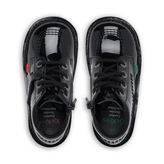 Kick Hi Zip in pelle verniciata nera unisex per neonati Kick Hi Zip in pelle verniciata nera unisex per neonati