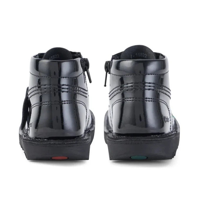 Kick Hi Zip in pelle verniciata nera unisex per neonati Kick Hi Zip in pelle verniciata nera unisex per neonati