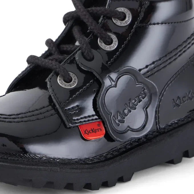 Kick Hi Zip in pelle verniciata nera unisex per neonati Kick Hi Zip in pelle verniciata nera unisex per neonati