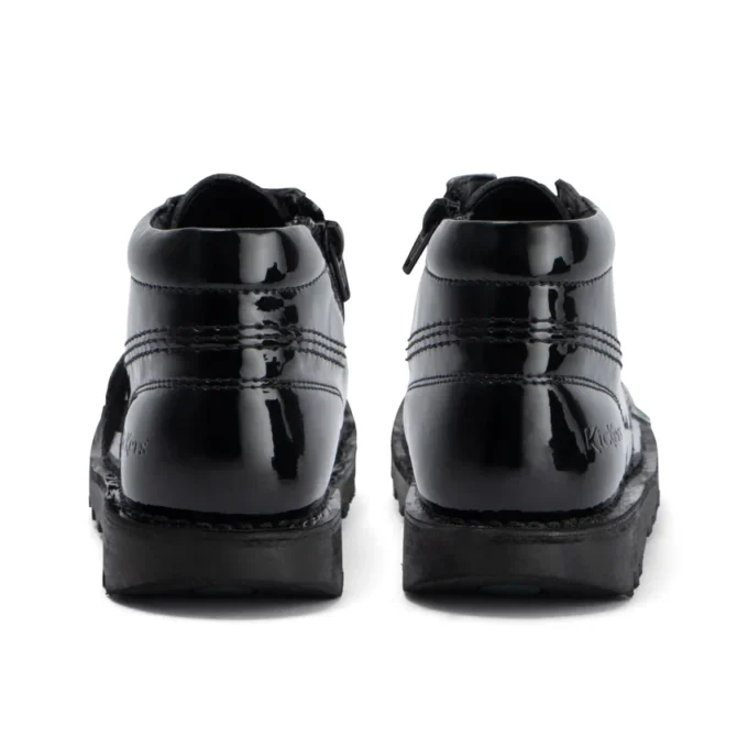 Kick Hi Zip in similpelle e vernice nera per ragazze Kick Hi Zip in similpelle e vernice nera per ragazze