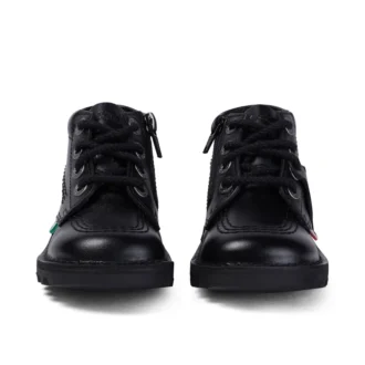 Kick Hi Zip in similpelle nero unisex per neonati