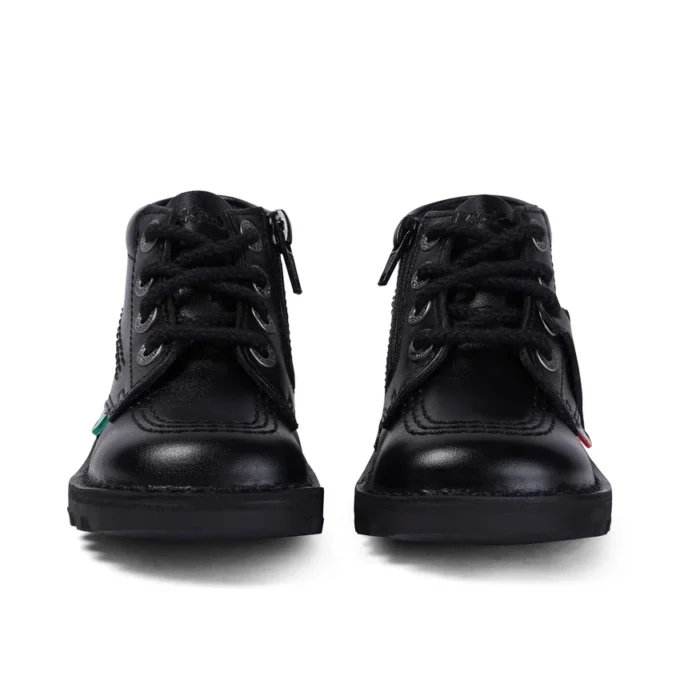 Kick Hi Zip in similpelle nero unisex per neonati