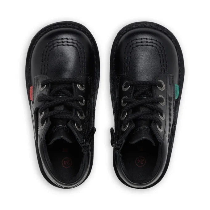 Kick Hi Zip in similpelle nero unisex per neonati