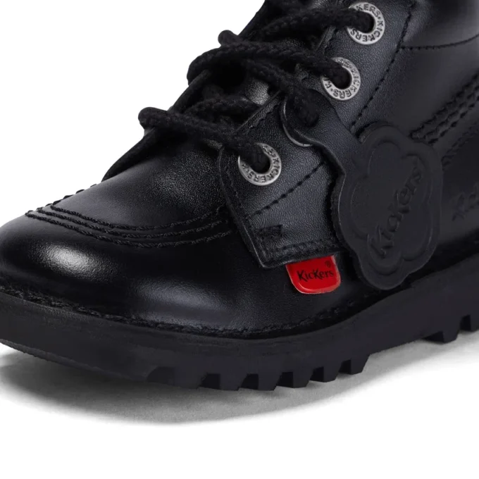 Kick Hi Zip in similpelle nero unisex per neonati