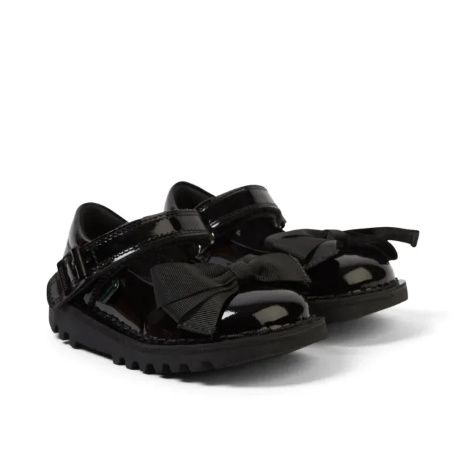 Kick Mj Bow in similpelle verniciata nera per bambine Kick Mj Bow in similpelle verniciata nera per bambine