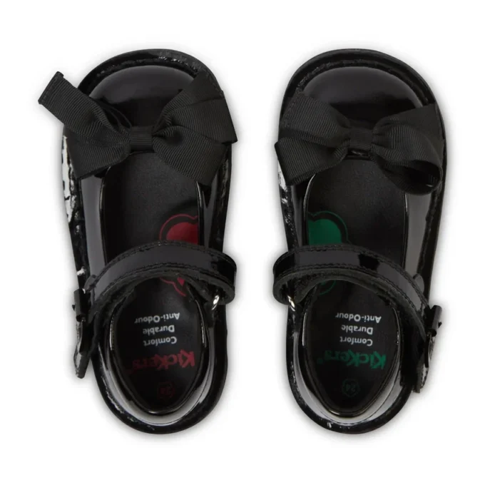 Kick Mj Bow in similpelle verniciata nera per bambine Kick Mj Bow in similpelle verniciata nera per bambine