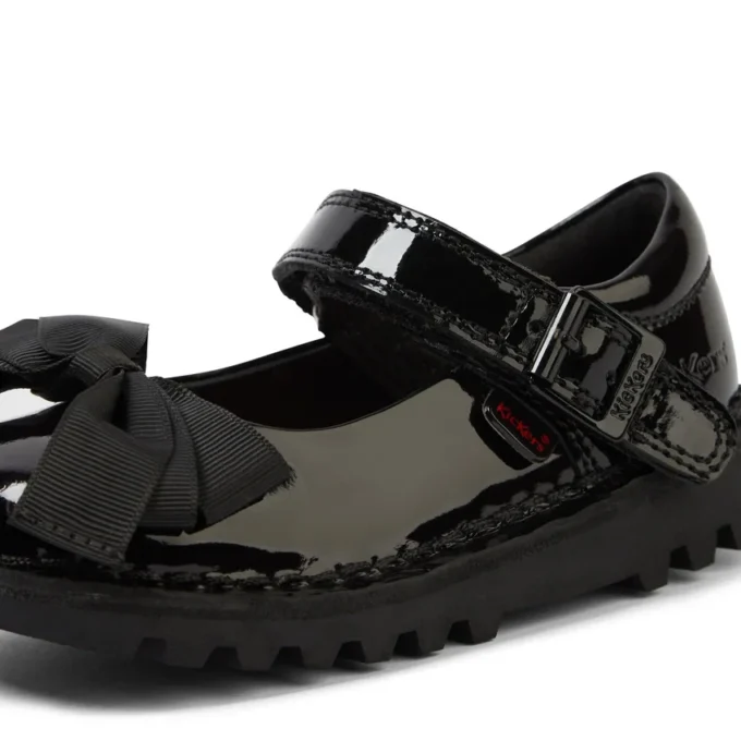 Kick Mj Bow in similpelle verniciata nera per bambine Kick Mj Bow in similpelle verniciata nera per bambine