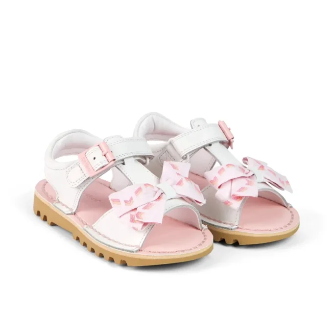 Kick Sandal per bambine in pelle bianca Kick Sandal per bambine in pelle bianca