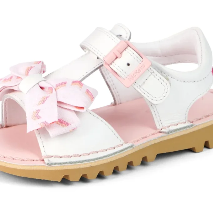 Kick Sandal per bambine in pelle bianca Kick Sandal per bambine in pelle bianca